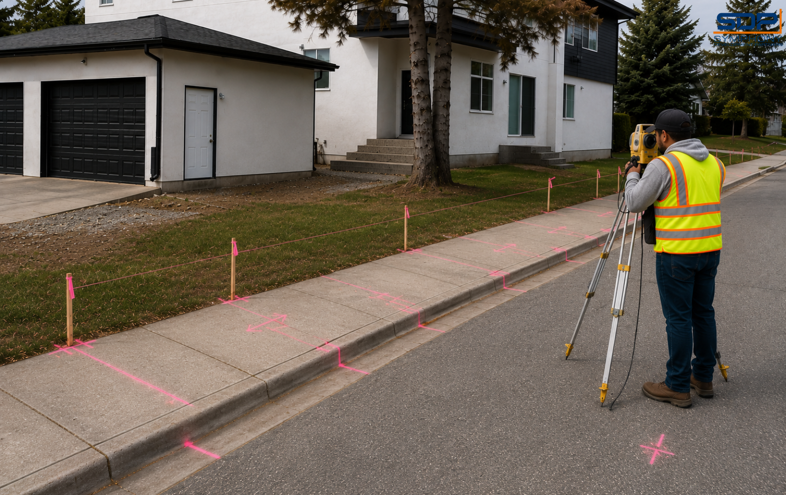 Concrete sidewalk work on a Calgary street