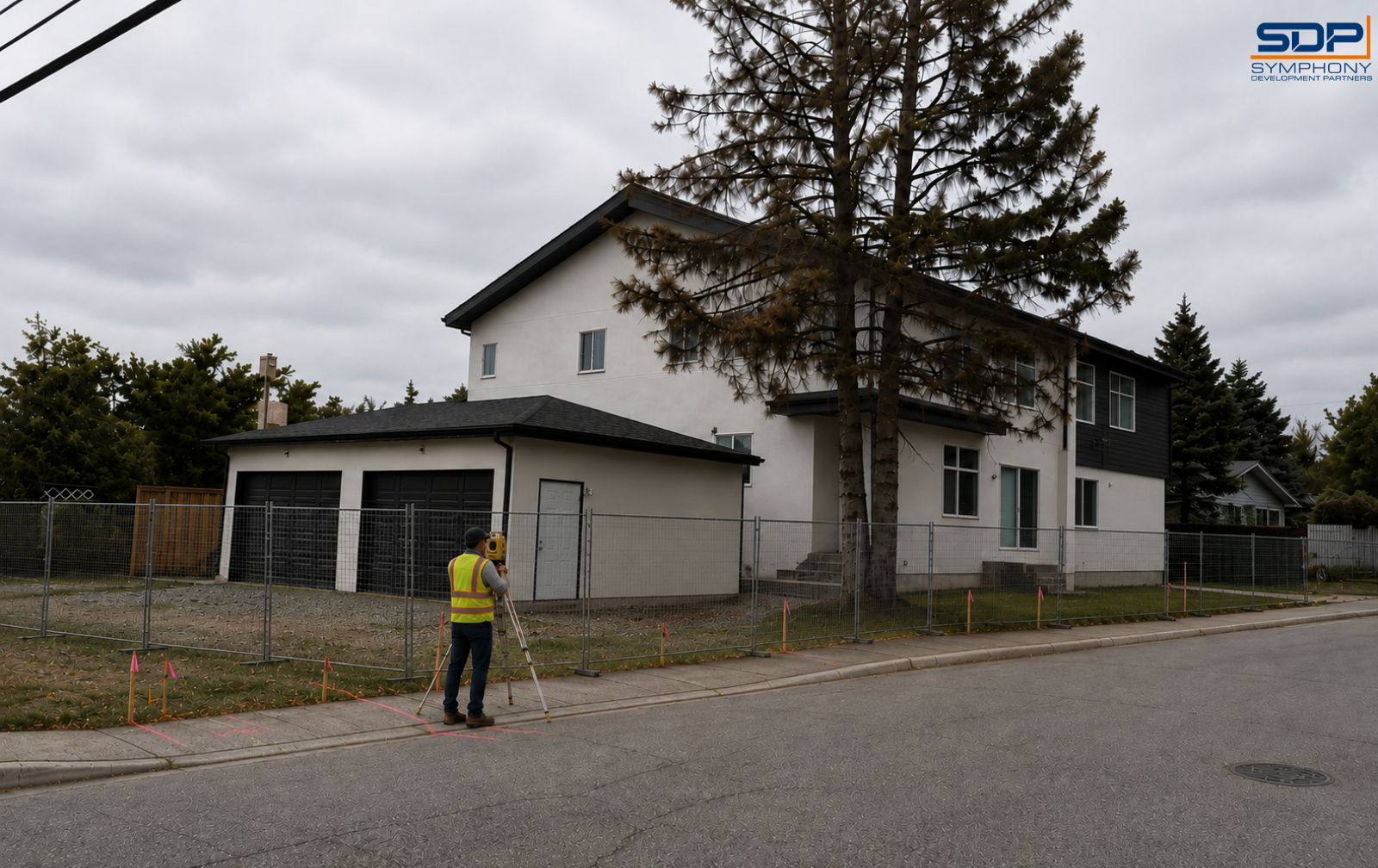 Municipal concrete and sidewalk work in Kingsland, Calgary
