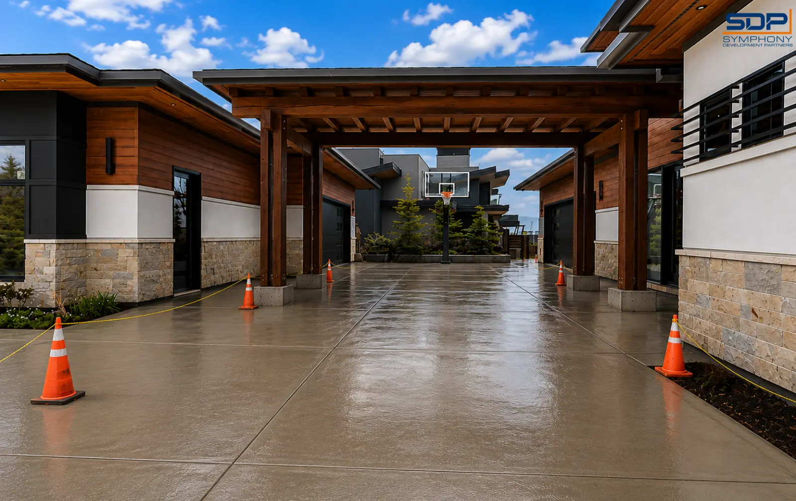 Finished residential concrete driveway in Calgary