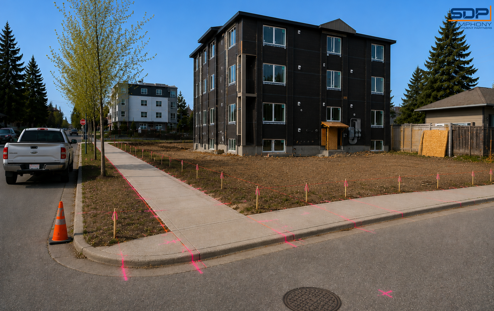 Corner sidewalk and right-of-way restoration in Calgary