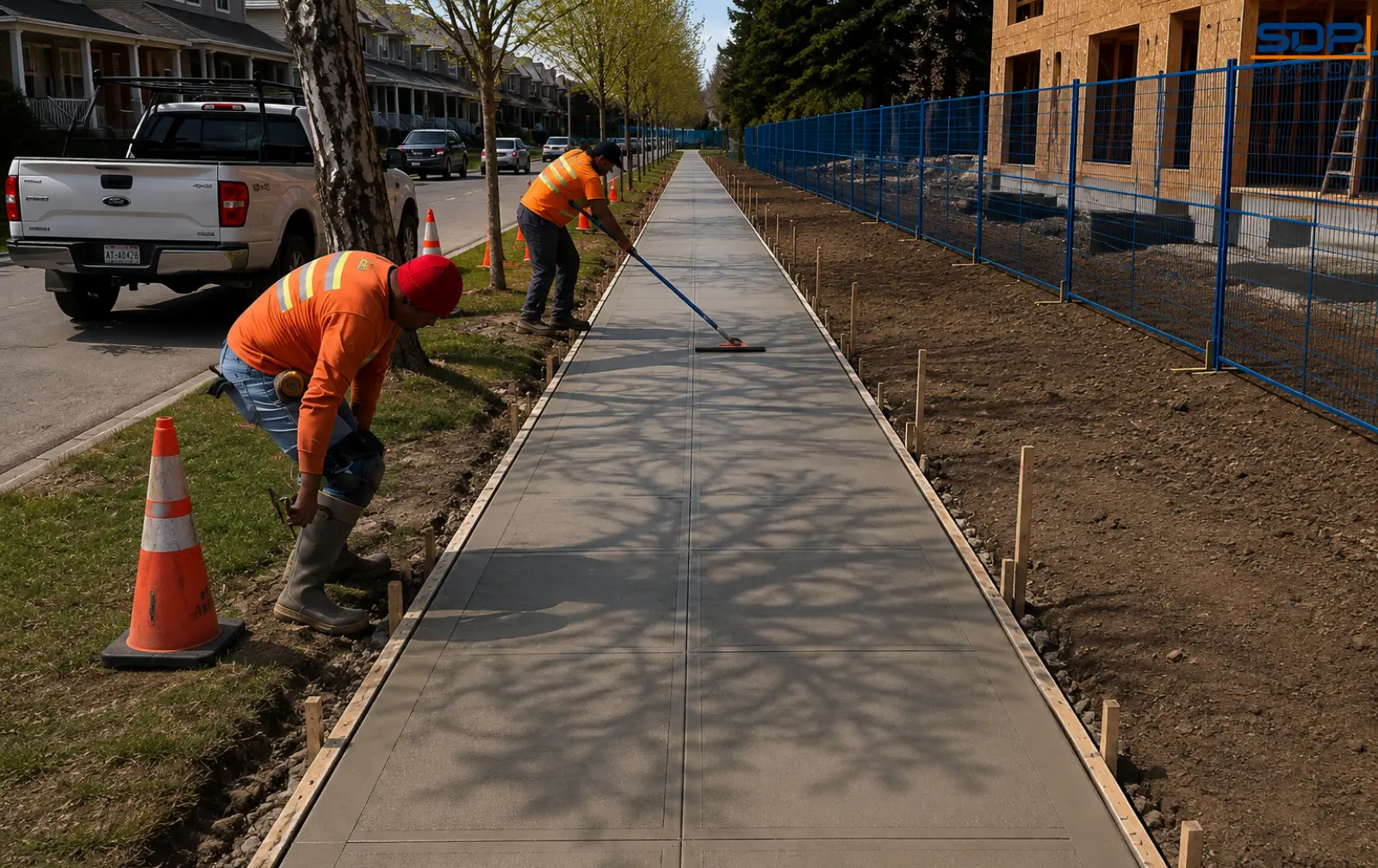 Sidewalk construction on 36 Street SE, Calgary