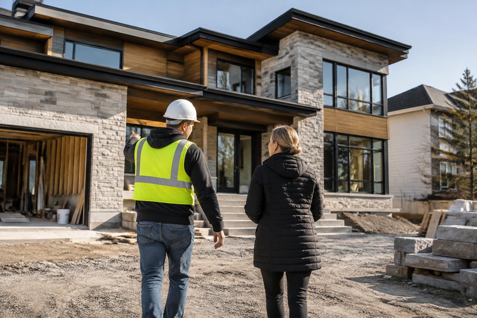 Experienced Calgary builder inspecting a residential construction site