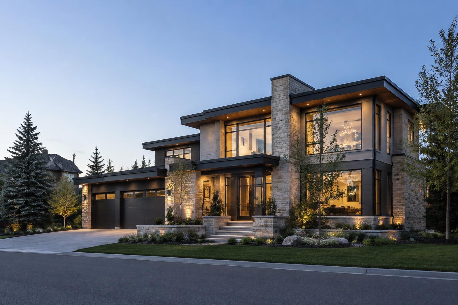 Refined contemporary luxury home exterior in Calgary