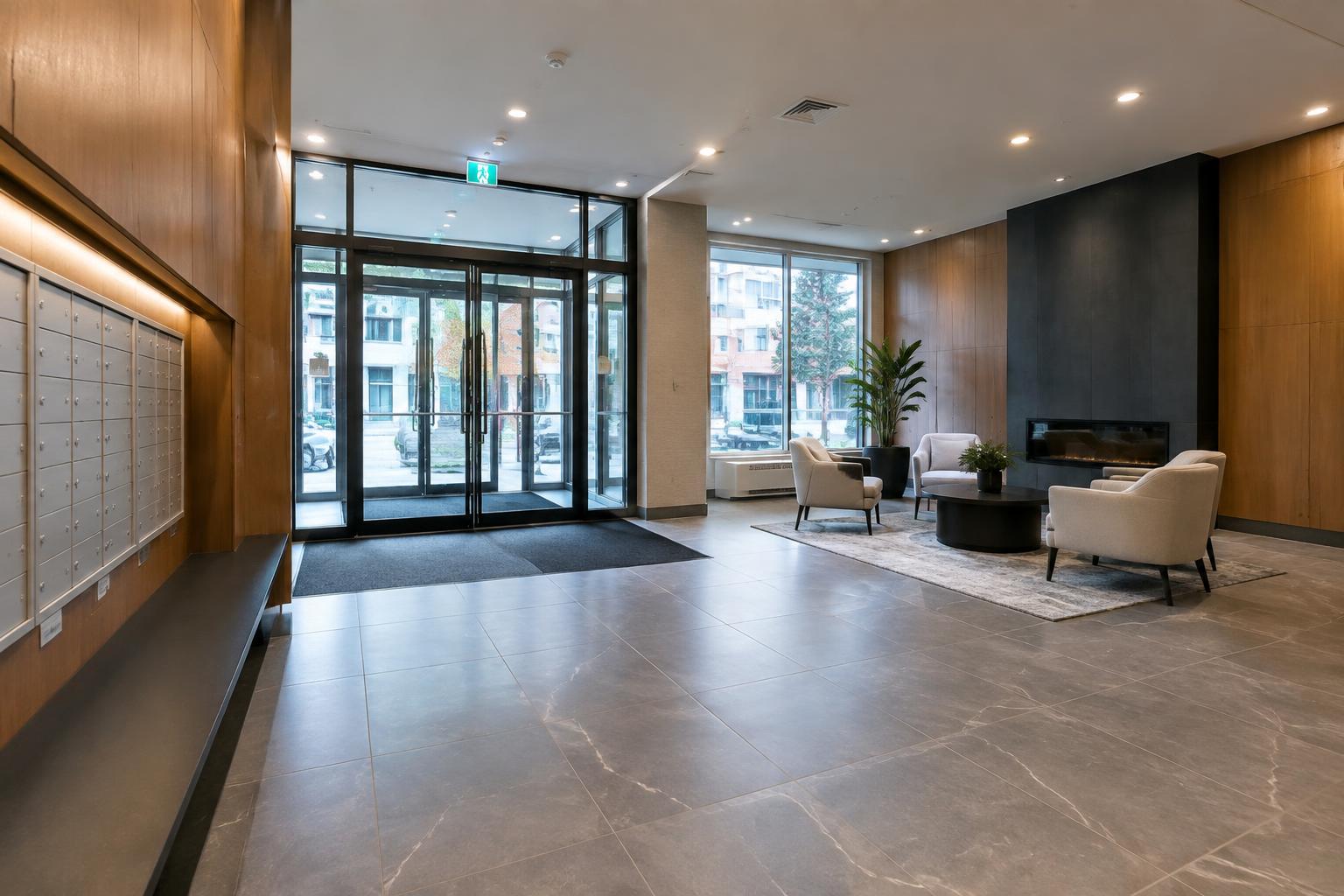 Welcoming lobby in a newly built multifamily residence