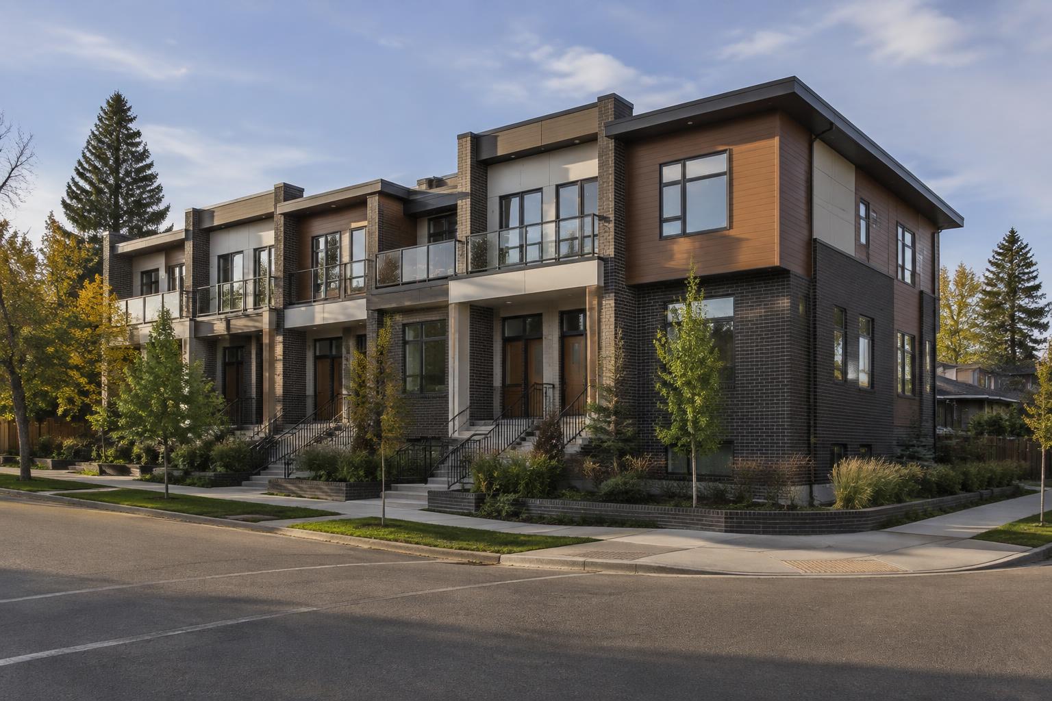 Modern multiplex residential development in Calgary